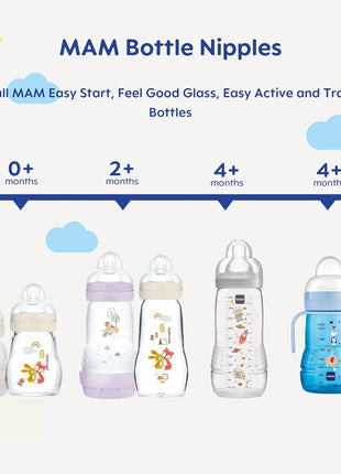MAM Baby Bottle Anti-Colic Extra Slow Nipples Fits All MAM Bottles, 4 Pack | Size 0, Newborn Babies, Skin Soft BPA Free Silicone, 94% Nipple Acceptance, Developed With Medical Experts, Made In Europe