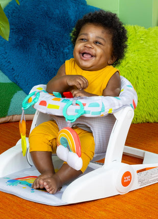 Bright Starts Learn-to-Sit Baby Floor Seat, 2-Positions Grow with Infant, Portable Baby Chair, Includes Sensory Toys, Unisex, 4-12 Months, Playful Paradise