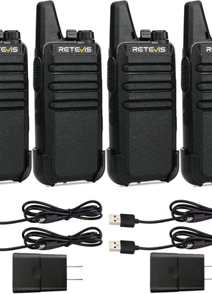 Retevis RT22 Two Way Radio Long Range Rechargeable,Portable 2 Way Radio, USB-C Charging, Handsfree Walkie Talkies for Adults Cruise Hiking Camping(4 Pack)