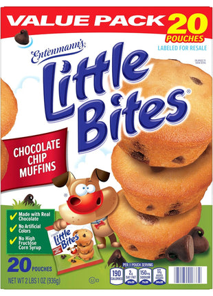 (Value Pack) Little Bites Chocolate Chip Muffins, 20 individual packs, (4 ct each), Mini Muffins, 33 oz Multipack