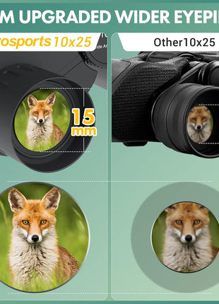 Aurosports 10x25 Compact Binoculars for Bird Watching, Cruise Ship, Travel | Small & Lightweight for Adults Kids; BAK4 & FMC for Crystal Clarity; Easy Focus with Case & Strap; Gift for Hunting, Sports