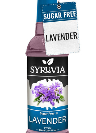 Syruvia Sugar Free Coffee Syrup, Lavender Flavored Syrup for Drinks, Lattes, and Desserts – 25.4 fl oz