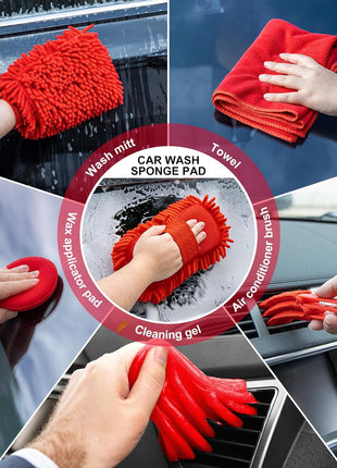 41Pcs Car Wash Cleaning Kit with High Power Handheld Vacuum Windshield Cleaning Tool Collapsible Bucket Detailing Brushes Tire Brush Towels Complete Detailing Set for Car