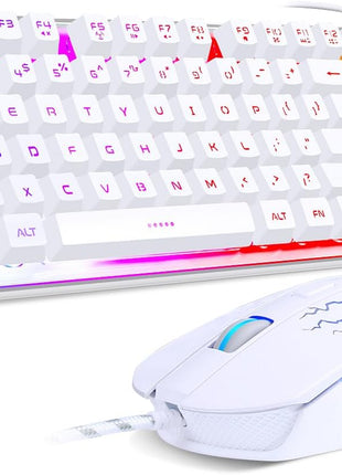 Gaming Keyboard and Mouse Combo, K1 RGB LED Backlit Keyboard with 104 Key for PC/Laptop(White)