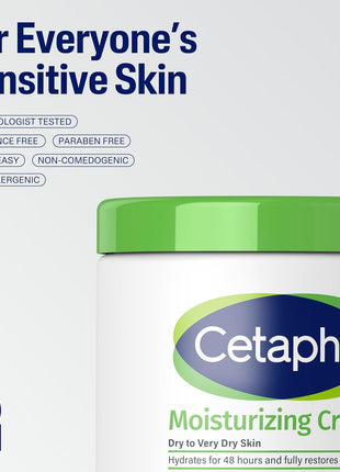 Cetaphil Face & Body Moisturizer, Hydrating Moisturizing Cream for Dry to Very Dry, Sensitive Skin, NEW 20 oz, Fragrance Free, Non-Comedogenic, Non-Greasy (Packaging May Vary)