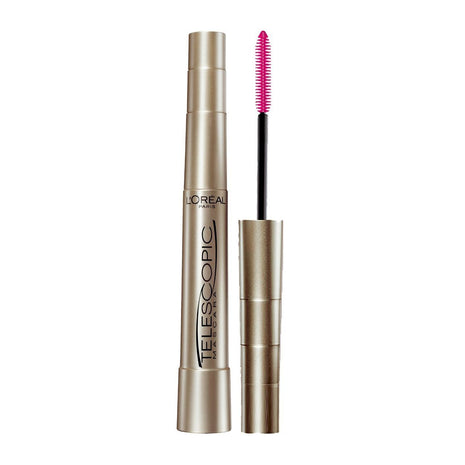 L'Oreal Paris Makeup Original Telescopic Mascara, Separating Mascara Volume and Length Formula, Washable, Blackest Black, 0.27 Fl Oz., 1 Count