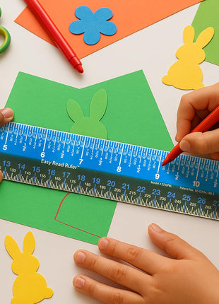 Victor EZ12PBL Plastic Dual Color 12 Inch Easy Read Ruler with Inches, Centimeters and Millimeters Measurements, Blue/Black