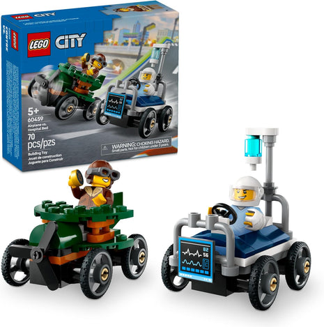 LEGO City Airplane vs. Hospital Bed Race Car Pack Toy - Building Toy for Kids, Boys and Girls, Ages 5+ - Gift for Birthdays and Holidays - Includes 2 Minifigures - 60459