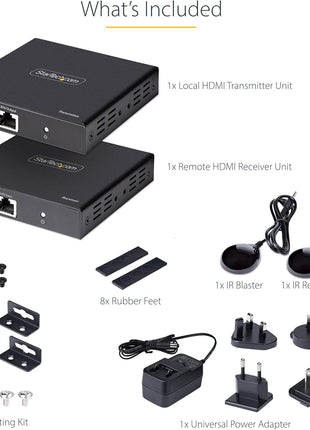 StarTech.com 4K HDMI Extender Over CAT5/CAT6 Cable, 4K 60Hz HDR Video Extender Up to 230ft (70m), HDMI Over Ethernet Cabling, S/PDIF Audio Out, HDMI Transmitter and Receiver Kit (4K70IC-EXTEND-HDMI)