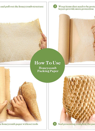Honeycomb Packing Paper, 15 inch x 131' Packing Paper Substitute Alternative for Bubble Cushioning Wrap for Moving Shipping Packaging, Recyclable Moving Supplies Bubble Packing Wrap Protective Roll