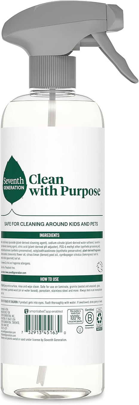 Seventh Generation All Purpose Cleaning Spray Surface Cleaner Lemon Chamomile scent Cuts Grease 23 oz,(Pack of 8)