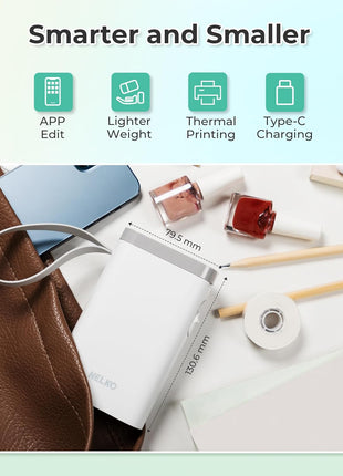 Nelko Label Maker Machine with Tape, P21 Bluetooth Label Printer, Wireless Mini Label Makers with Multiple Templates for School Office Home, White