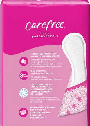 Carefree Panty Liners for Women, Regular, Wrapped, Unscented, 54 ct