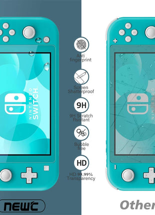 NEW'C 3 Pack Designed for Nintendo Switch lite Screen Protector Tempered Glass, Case Friendly Anti Scratch Bubble Free Ultra Resistant