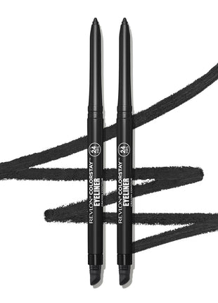 Revlon ColorStay Pencil Waterproof Eyeliner, Smudge-Proof, Eye Makeup with Built-In Sharpener, Long-Lasting, Matte Finish, 201 Black, 2 pack