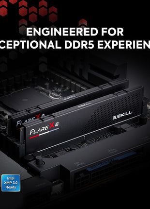 G.SKILL Flare X5 Series DDR5 RAM (AMD EXPO & Intel XMP 3.0) 64GB (2x32GB) 6000MT/s CL36-36-36-96 1.35V Desktop Computer Memory U-DIMM - Matte Black (F5-6000J3636F32GX2-FX5)