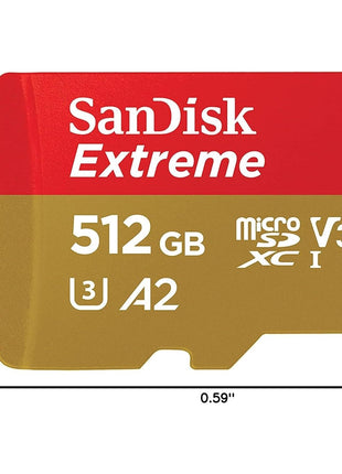 SANDISK 512GB Extreme microSDXC UHS-I Memory Card with Adapter - C10, U3, V30, 4K, 5K, A2, Micro SD Card - SDSQXAV-512G-GN6MA