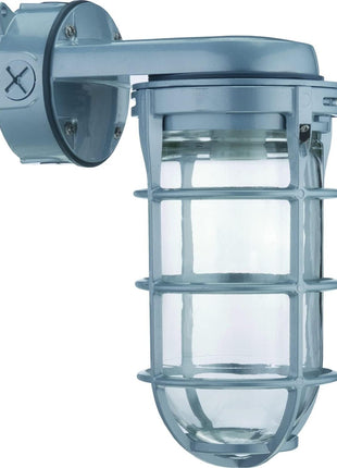 Lithonia Lighting Jelly Jar Light Fixture, Incandescent Utility Vapor Tight Wall Lamp, Industrial Style Wall Light for Indoor and Outdoor Use, 150W, 120V, Includes Junction Box, Grey (VW150I M12)