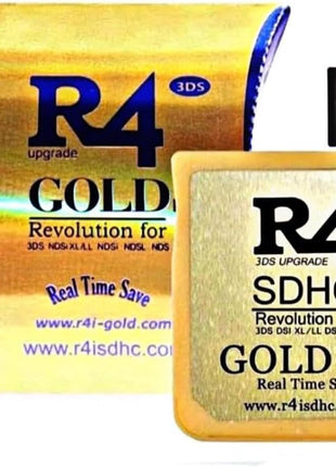 R4 SDHC Gold Pro Adapter with 32 GB Micro SD with YS Menu with 500 in 1 Will Work On DS DSI DSIXL 2DS 2DSXL 3DS 3DSXL