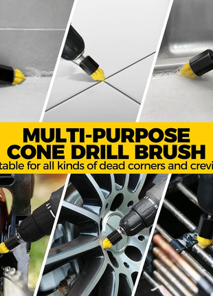 Holikme 6Pack Drill Brush Power Scrubber Cleaning Brush Extended Long Attachment Set All Purpose Drill Scrub Brushes Kit for Grout, Floor, Tub, Bathroom and Kitchen Surface,Scratch Brushes(Yellow)