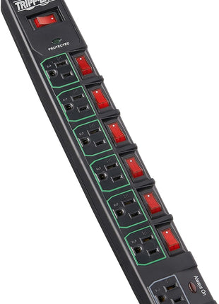 Tripp Lite 7 Outlet (6 Individually Controlled) Surge Protector Power Strip, 6ft Cord, Black, Lifetime Limited Warranty & 25K Insurance (TLP76MSGB)