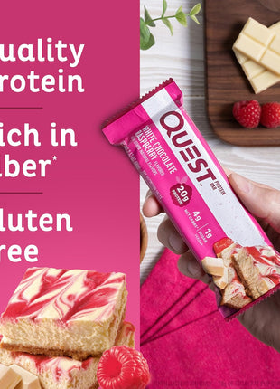Quest Nutrition White Chocolate Raspberry Protein Bars, 12 Count