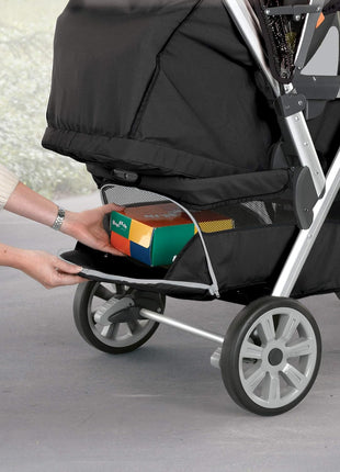 Chicco Cortina Together Double Stroller, 2-Seat, Foldable | Minerale Black/Silver, 100% polyester, fits 2 Chicco KeyFit seats, all-wheel suspension, baby travel stroller