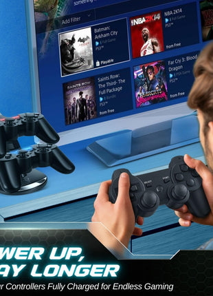 TNP Compatible with PS3 Controller Charger Stand for Sony Playstation 3 Controller compatible with Dualshock 3 Charging, 2 Tier Docking Station Stand and 2 USB PS3 Cable ports with LED Indicators