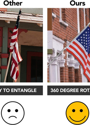 Yeesun Flag Pole,6FT American Flag Pole & Bracket-Flagpoles for 3 x 5 Flags Holder for House Porch & Outdoor,Tangle Free and Wall Mount Flag Pole Kit (Without flag,Black)