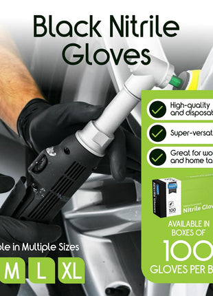 Inspire Black Nitrile Disposable Gloves | 4.5 Nitrile Disposable Safety Medical Cooking Cleaning Gloves
