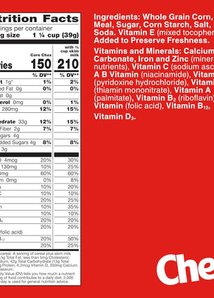Corn Chex Gluten Free Breakfast Cereal, Homemade Chex Mix Ingredient, Family Size, 18 oz