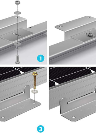 Renogy Solar Panel Mounting Z Brackets Lightweight Aluminum Corrosion-Free Construction for RVs, Trailers, Boats, Yachts, Wall and Other Off Gird Roof Installation, one set of 4 Units,Gray