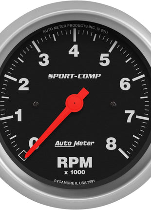 Auto Meter 3991 Sport-Comp In-Dash Electric Tachometer, 3.375 in.