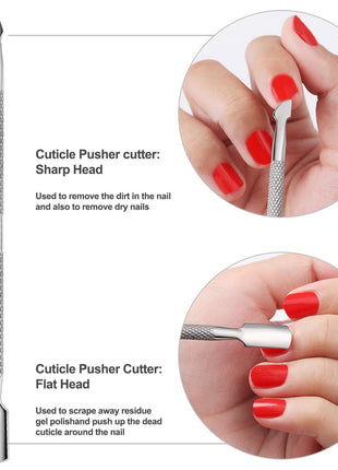 YINYIN Cuticle Trimmer with Cuticle Pusher and Cutter, Professional Stainless Steel Nippers, Cutter Clippers, Cuticle Remover, Pedicure Manicure Tools for Fingernails and Toenails, Sliver