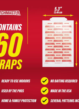 Catchmaster Extra Sticky Insect & Mouse Traps 60-Count, 5.3 inchx8 inch Glue Boards for Mice & Insects, Ultra Sticky Rat & MouseTraps Indoor for Home Use in Garages, Basements & Attics, Pest Control for Home