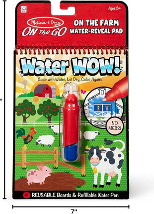 Melissa & Doug Water Wow! Mess Free Coloring Book, Reusable Water-Reveal Activity Pad, On The Farm, Travel Toys, Party Favors, for Toddlers & Kids Ages 3+