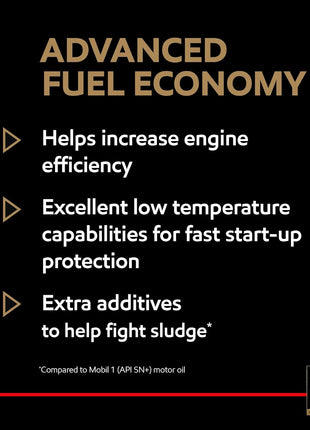 Mobil 1 Advanced Fuel Economy Full Synthetic Motor Oil 0W-20, 5 Quart