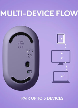 Logitech POP Mouse, Compact and Portable Wireless Bluetooth Mouse with Programmable Buttons and Quiet Clicks, Easy-Switch Between up to 3 Devices, Laptop, Tablet, PC - Cosmos