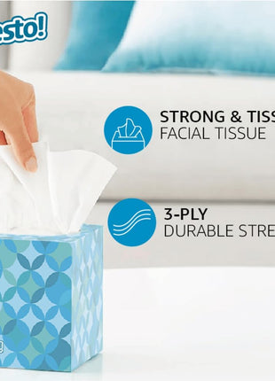 Amazon Brand - Presto! Ultra-Soft 3-Ply Premium Facial Tissues, 264 Count (4 Packs of 66), (Packaging May Vary)
