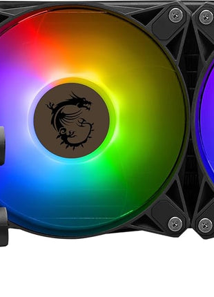 MSI MAG CoreLiquid E240 Black - AIO ARGB CPU Liquid Cooler - Rotating Cap Design - 240mm Radiator - Dual 120mm ARGB PWM Fans - LGA 1700/1851 / AM5/AM4 Compatible
