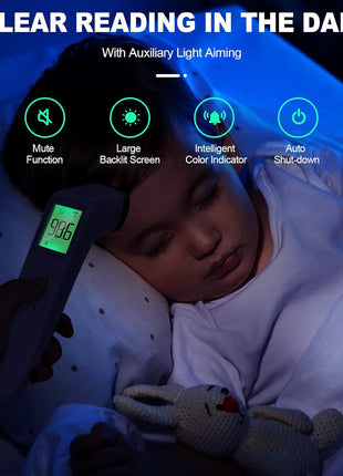 No-Touch Thermometer for Adults and Kids, Accurate Digital Baby Thermometer | 1s Fast Reading, Fever Alarm, Silent Mode, 35-Reading Memory, Forehead & Object Mode, AAA Battery Included, for Home & Clinic