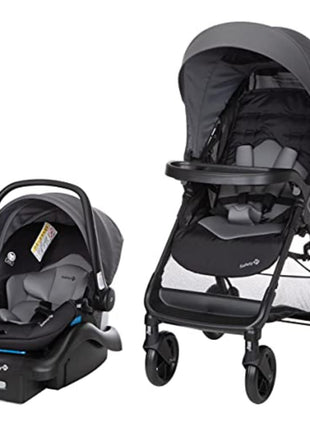 Safety 1st Smooth Ride Travel System Stroller and OnBoard FLX Infant Car Seat, Newborn to Toddler Baby Combo, Easy-Install, Large Canopy, Ample Storage, Foldable, Rear-Facing 4-30 lbs, Monument