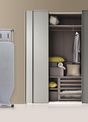 BKTD Ironing Board, Heat Resistant Cover Iron Board with Steam Rest, Non Slip Foldable Ironing Stand. Heavy Sturdy Metal Frame Legs Iron Stand(13 * 34 * 53 Inches) (Silver Gray)