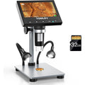 TOMLOV 1000X Coin Microscope with 4.3 inch Screen, Digital Microscope Magnifier with LED Lights, Metal Stand, PC View, Photo/Video, 32GB SD Card, Windows, macOS Compatible, DM4S