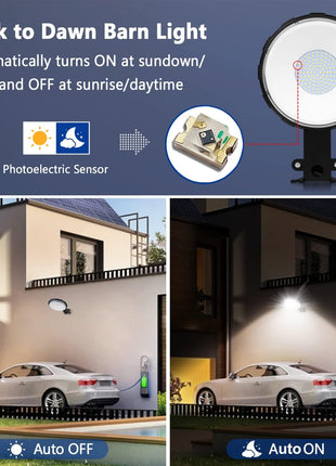LED Barn Light, Dusk to Dawn Outdoor Lighting with 100W 10000LM 5000K Daylight, IP65 Waterproof Outdoor Security Flood Lights for Garage Yard Street Warehouse Use