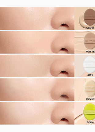 THE TOOL LAB Long-Lasting Cover Puff (Round) - Korean Olive Young Makeup Puff Sponge for Liquid Foundation Cushion Shading Blusher, 5 Layer Memory Foam for Extra Coverage - 2.1 inch