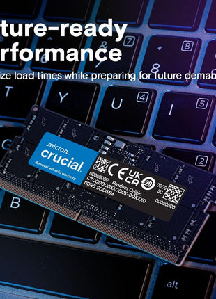 Crucial 32GB DDR5 RAM Kit (2x16GB), 5600MHz (or 5200MHz or 4800MHz) Laptop Memory 262-Pin SODIMM, Compatible with Intel Core and AMD Ryzen 7000, Black - CT2K16G56C46S5