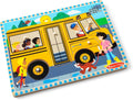 Melissa & Doug The Wheels on The Bus Song Puzzle – 8-Piece Wooden Peg Puzzle with Light-Activated Sounds, Music Learning Toy for Toddlers and Preschoolers Ages 2+