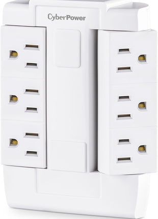 CyberPower GT600P 6 Outlet Swivel Grounded Wall Tap, White