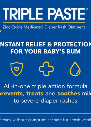 Triple Paste Diaper Rash Cream, Zinc Oxide Baby Ointment, 3 oz